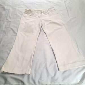 Cream/White Dress Casual Size 10 Pants Comfy Stretch Hem Altered for 5 Ft